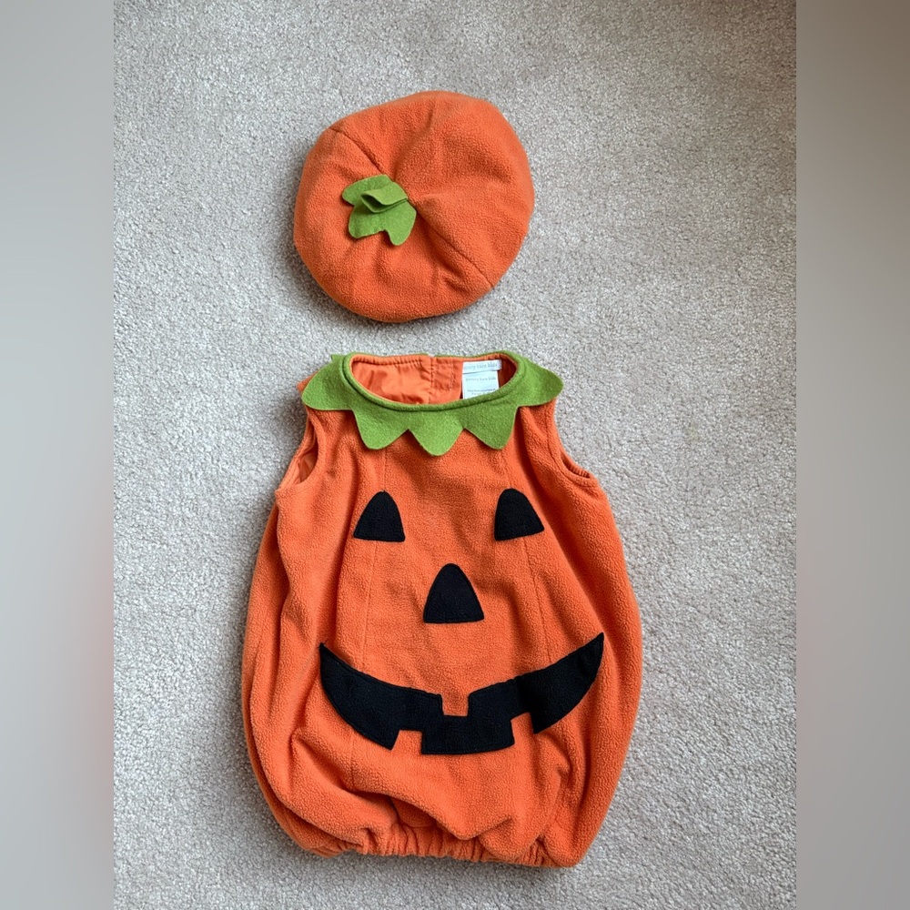 Pottery Barn Kids Baby Puffy Pumpkin Halloween Costume Set 12-24M